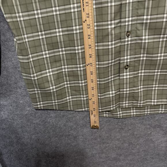 Cabelas Wrinkle Free Shirt Mens 2XLT Green Plaid Button Down Lightweight Pocket - Picture 5 of 8